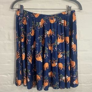 Sloth Printed A-Line Skater Skirt